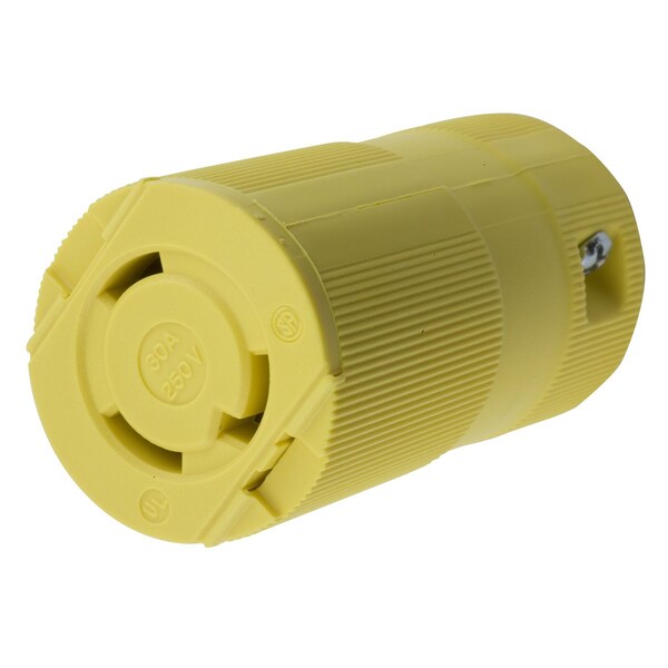 Hubbell Wiring Device-Kellems Locking Connector, L6-30R, 30 A, 250V AC, Single Phase, 2 Pole, Screw Terminals, Yellow HBL2623VY - main
